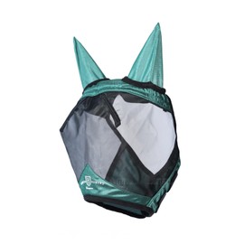 Harrison Howard Pro Luminous Horse Half Face Fly Mask Large Eye Space with Ears UV Protection for Horse Hunter Green L