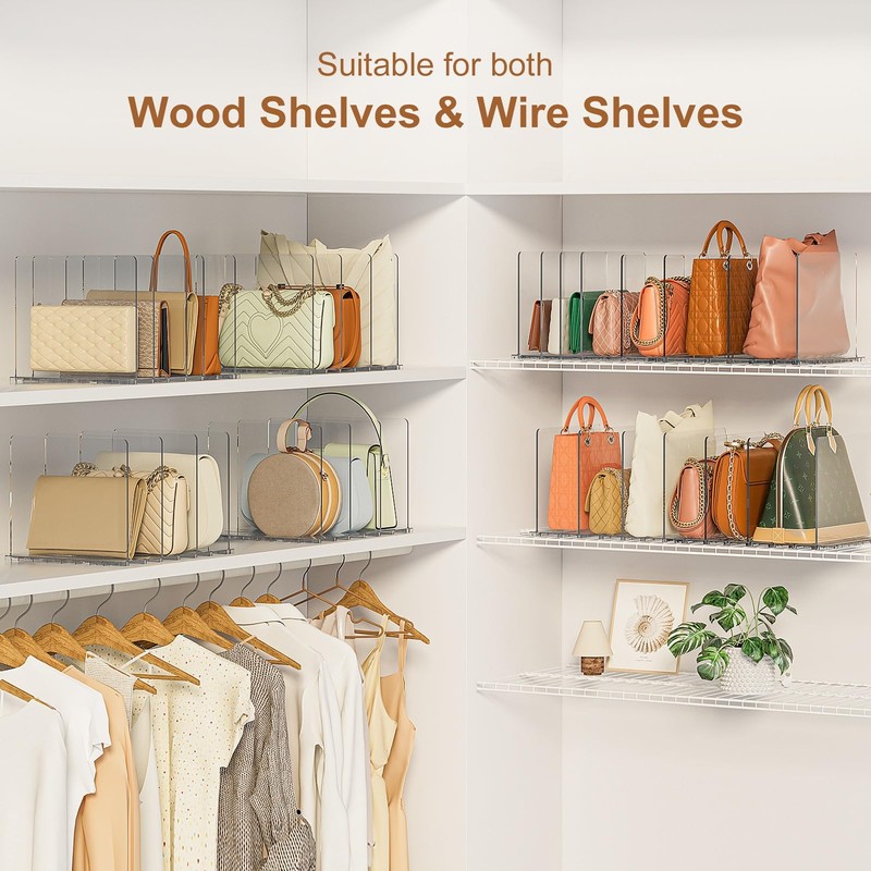 GoMaihe Bag & Purse Organizer for Closet: Adjustable Clear Handbag