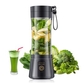 Cordless Portable Personal Size Blender - USB Rechargeable Blender for Smoothies and Shakes, 6 Blades with 380Ml BPA Free Juice Cup, Freshly Squeezed for Picnic/Sprots