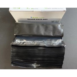 Hillcrests 12" x 20"  Black/Clear Vacuum Sealer Bags for Food Storage - 25 Pack