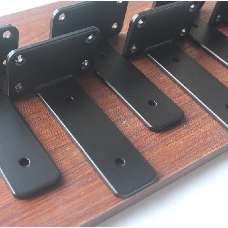 4 Pack - 5 inch Black Hidden L Shelf Bracket