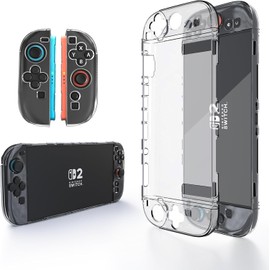 Switch2 スプリットケース 透明TPU NS2 ゲーミングコンソール保護カバー 落下と傷に強いフルカバーデザイン Joy-Con対応 取り外し可能 冷却穴位置 　分体式設計 薄型軽量 着脱簡単 スイッチ　2 アクセサリー (Switch2 TPUケース)