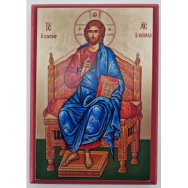 Wooden Greek Orthodox Christian Icon Jesus Christ the Savior of the World (4.5" x 6.5")