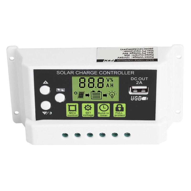 PWM Intelligent Solar Charge Controller Regulator LCD Display USB Output