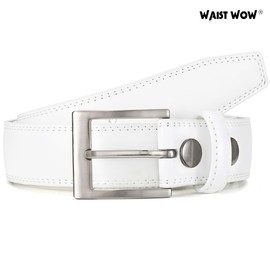 Waist Wow Men's Casual Leather Belt Classic Handmade Dress Belts Every Day Leather Jeans Belt for Men Work Business