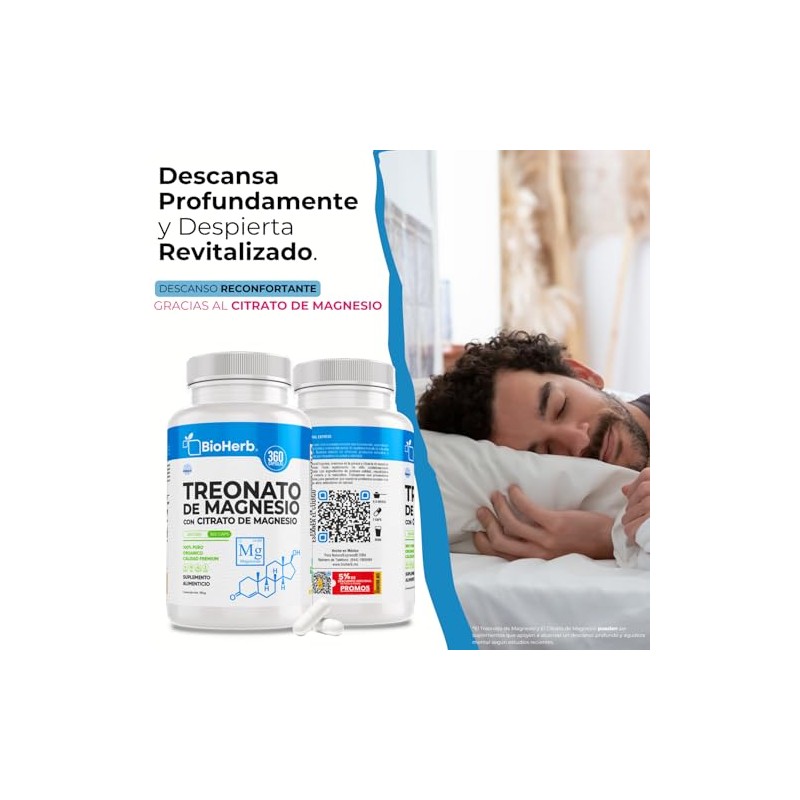 BioHerb L-Treonato de Magnesio Citrato de Magnesio Al 12 Mag