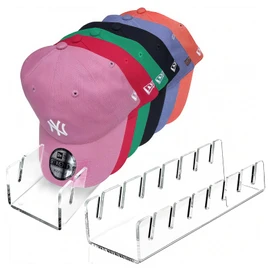 Hat Organizer for Baseball Caps, 2 Pcs No Install Acrylic Hat Stand for 14 Baseball Caps, Hat Racks for Caps Display and Organizer for Bedroom, Closet, Dresser, Office, Hat Holder