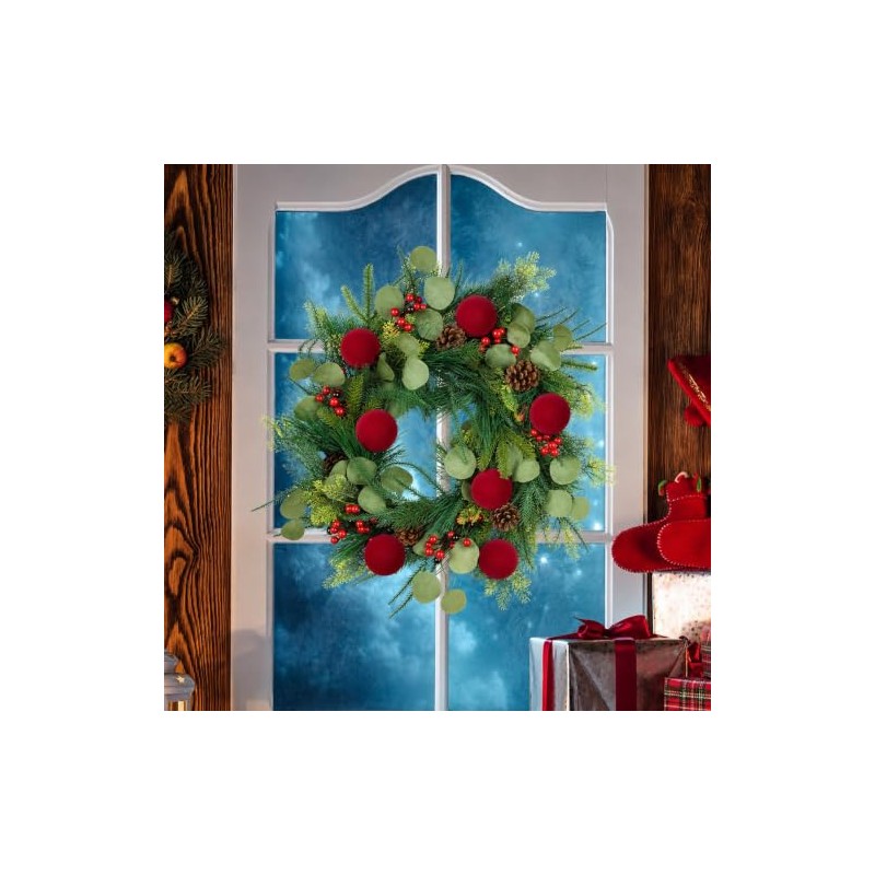 ROMOT 24 Bolas de Navidad, Tela de Terciopelo, Adornos Navideños