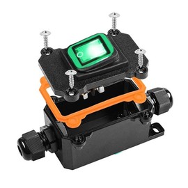 VONVOFF Waterproof Inline Cord Switch,DPST AC 20A-125V,16A-250V On Off Toggle Switch with Green Light Rocker Button Switch,Outdoor Start Stop Switch,Two Side Entry and Exit Line.Green