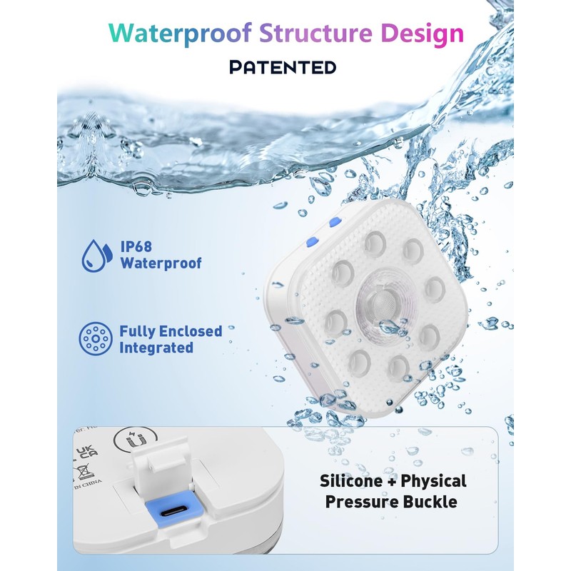 Vangue Premium Rechargeable Submersible Lights, 3 Lighting Modes LED Pool