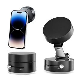 JIOOKEYU 2025 New Vacuum Magnetic Suction Phone Mount for Car,Adjustable Foldable Portable Suction Cup Phone Mount,360 Degree Rotation Universal Car Phone Holder Magnetic for All Phones (Black)