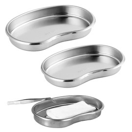 2 pieces kidney bowl, kidney bowl, stainless steel, reusable metal kidney tray, stainless steel curved trays, for dentist instruments, bathroom organiser, tattoo tool