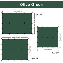 KALINCO Waterproof Camping Tarp, 10X12FT Hammock Rain Fly Tent Tarp, Multifunctional Tent Footprint, Lightweight and Compact for Backpacking, Hiking (Green-10X12FT)
