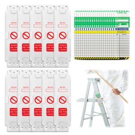 Ladder Tags,Waterproof Ladder Inspection Tags-10 Holders and 20 Ladder Inspection Tag Inserts Inspection Record Kit for All Ladder Types Protect Ladder Safety for Indoor & Outdoor