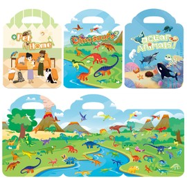 3 Pack Libros de Calcomanías Reutilizables Pegatinas Para Niños de 2 a 6 Años Adhesivas Portátiles para Educación Pegatinas Activas Libros Regalos de Cumpleaños de Viaje Para Niños y Niñas