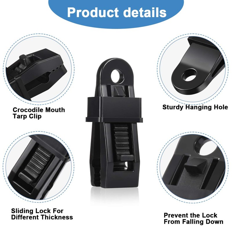 Pack of 8 tarpaulin clips, tent clips, tarpaulin clips, suitable
