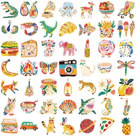 Color Illustration Graffiti 50PCS Stickers for Water Bottles Scrapbook Laptop Skateboard Journal Luggage Bike Computer Helmet Guitar,Colorful Art Painting Waterproof Decals for Teens Kids Adults