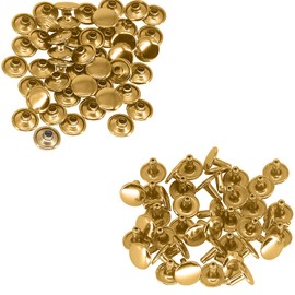 Trimming Shop Double Cap Rivets, Tubular Metal Studs for Clothing Repair & Replacements, Sewing, Leather Crafting, DIY Projects, 10mm x 9mm, Gold, 100 Sets