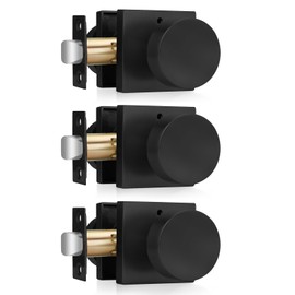 Haidms Matte Black Door Knobs Interior Privacy, Heavy Duty Square Black Interior Door Knobs for Bedroom, Zinc Alloy Privacy Door Knob Bathroom (3 Pack)