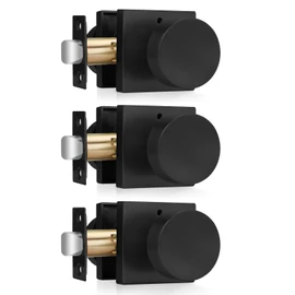 Haidms Matte Black Door Knobs Interior Privacy, Heavy Duty Square Black Interior Door Knobs for Bedroom, Zinc Alloy Privacy Door Knob Bathroom (3 Pack)