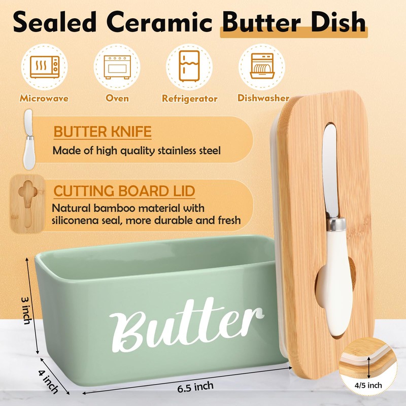 Hushee 2 Pcs Metal Bread Box and Butter Dish with
