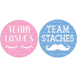 Baby Gender Reveal Team Lashes or Team Staches Stickers, Pink or Blue - 40 Labels