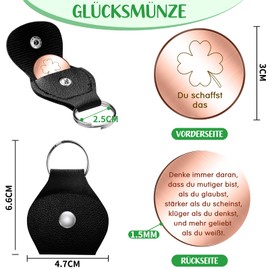 Dato Dalla Natura Du Schaffst Das Glücksbringer Rose Gold, 2024 Courage Children's Gift, Lucky Charm First Day at School Exam, Encouragement Lucky Charm, Small, Gift for Women and Men