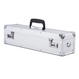 Chef’s Knife Case Aluminum Hard Case with Dual Combination Locks Cultery Carrier Portable Knife Organizer Block Holders Protectors With 8 Slots Can Hold Home Silver