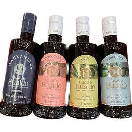 Generic Pack 4 Arbequina, Picual, Cornicabra, Manzanilla Extra Virgin Olive Oil CASAS DE HUALDO 500ml (Aceite de Oliva Arbequina, Picual, Cornicabra, Manzanilla)