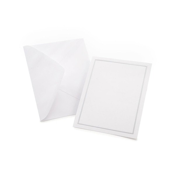 Gartner Studios Silver Foil Border All Purpose Cards, Includes Envelopes, White and Platinum, 4.25 by 5.5 Inches, 50 Count (60024)