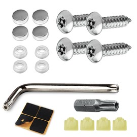 4 Set Black Anti Theft License Plate Screws Kits, Rustproof Stainless Steel Car Tag Plate Mounting Hardware, M6 (1/4") Tamper Proof Screws for Front Rear Frame Holder Mounting (Silver)