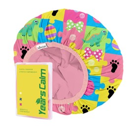 Years calm Kids Shower Cap, Waterproof Reusable Cartoon Bath Cap with Double Layers & Soft Elastic Band, Washable shower cap for kids, Great for Daily Bath(multi-colored, One Size)