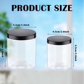 TANEMUDO 48 Pack Plastic Jars with Lids 24 Pack 16 oz and 24 Pack 8 oz Clear Plastic Mason Jars Airtight Storage Containers Leakproof Empty Containers for Kitchen Cookie, Spice, Candy, and Dry Food