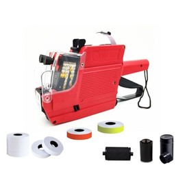 Etiquetadora de precio de 2 líneas de 20 dígitos MX6600 con 3 tintas, 3800 calcomanías multicolores, máquina para hacer etiquetas de precios con cuerd