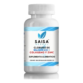 Cloruro De Magnesio  Colgeno Y Zinc  100 Cpsulas  Suplemento Alimenticio Sin sabor  Saisa Hebral  Huesos y musculos fuertes, cuidado de piel          