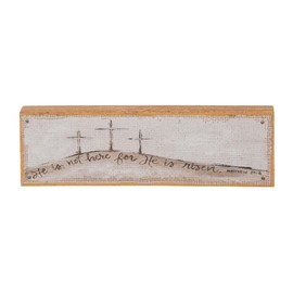 Transpac He Is Not Here For He Is Risen Three Crosses Natural Brown 10 x 3 Wood Rectangle Decorative Table Top Easter Block Sign Plaque