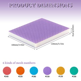 Sanding Sponges, 6 Pieces Soft Sanding Sponge Fine Grit 100/120/150/180/220/240 Hand Sanding Blocks, PU Foam Sanding Pads, Wet and Dry Sandpaper for Wood, Drywall, Metal