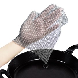 Stainless Steel Cast Iron Scrubber SJZ SUN RUN 316L 8 * 8" Metal Cast Iron Skillet Cleaner Chainmail for Cast Iron Pan, Camping, RV, BBQ, Baking, Vases, Barbecue Grill, Copper Cooker Cleaning