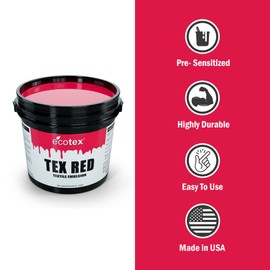 Ecotex® Tex-Red Screen Printing Emulsion (Pint - 16oz.) Pre-Sensitized Photo Emulsion for Silk Screens and Fabric - for Screen Printing Plastisol Inks, Pure Photopolymer Screen Printing Supplies