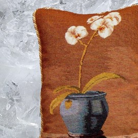 Veravellum Handmade Wool Needlepoint Throw Pillow Cover 14x18 - Vintage French Country Decorative Cushion Cover for Couch, Bed, and Spring Home Deco