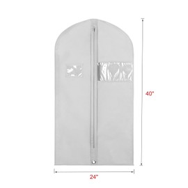 Univivi 10 Pack Suit Bags Garment Bag for Men Storage 40 inch Clothes Cover with Clear Window and ID Card Holder for Suit Jacket,Skirt, Shirt and Coat - Grey