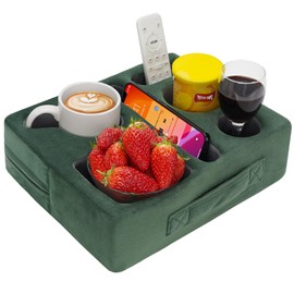 G GOOD GAIN Couch Cup Holder Pillow-Sofa Cup Holder Cozy Buddy | Bed Drink Caddy Holds Tablet, Remote, Snacks | Waterproof Anti-Spill Sofa Beverage Tray for Car, Park, Beach, Picnic, Boat, RV(Green)