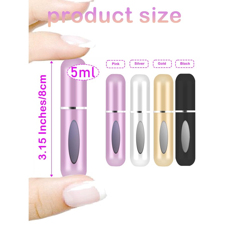 CUTEABC Travel Perfume Bottle Refillable,5ml Portable Travel Perfume Atomizer Refillable,Mini