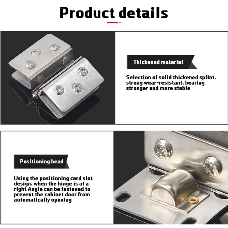 2 Pcs Glass Doors Hinge Cupboard Showcase Wine Cabinet Clamp