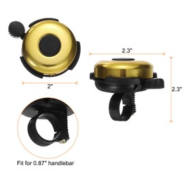 HARFINGTON Bike Bell Classic Bicycle Bell with Loud Crisp Clear Sound Bike Ring Bell Aluminum Bike Accessories for Road Adults Children Mountain Bike, Gold Tone