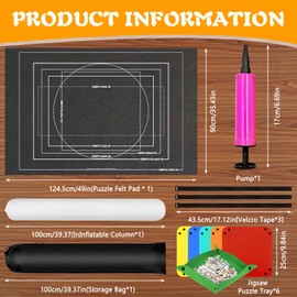 GUHAOOL Puzzle Mat, Puzzle Roll Mat for 1000 1500 2000 3000 Puzzle Pieces Puzzle Pad, Portable Puzzle Mat, Puzzle Roll Storage Mat, Puzzle Rolling Mat for Storing Puzzles, Puzzle Roll Mat with Sorter