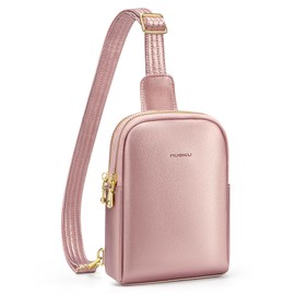 nuoku Backpack Purse, Crossbody Bag, Sling Bag - Small RFID Wallet, Cell Phone Wallet - Rose Gold