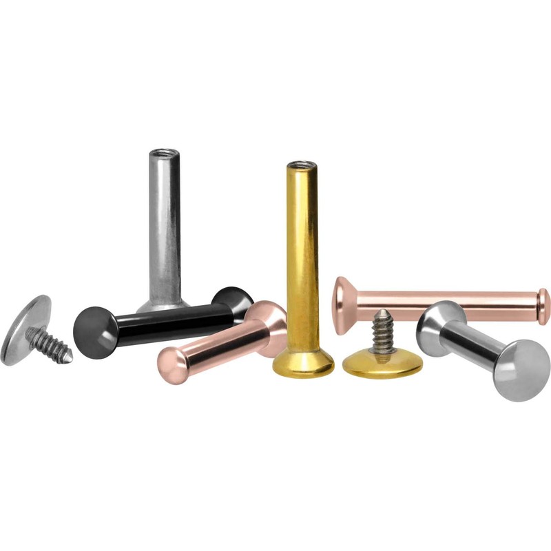 PIERCINGLINE Titanium Triple Mini Labret Stud Internal Thread Flat Disc