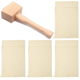 Lewis Bag, Ice Crushing Bag 4 Pcs, Reusable Lewis Bag And Ice Mallet for Home Kitchen Bar Party Ice Crushing(Lewis Bag 9.84"*12.59" x4, Ice Mallet 9.64"*3.14"*1.73" x1)