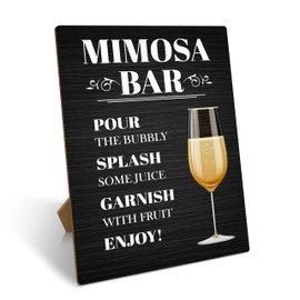 Mimosa Bar Sign, Vintage Bridal Shower Mimosa Bar Supplies, Minimalist Wedding Bar Decor With Stand, Wooden Tabletop Sign For Engagement Birthday Baby Shower Christmas Party, 05